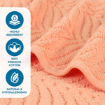 6 Piece Towel Set Zero Twist Cotton Chevron Jacquard Towels