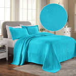 Lightweight Cotton Bedspread Sets 3-Piece Geometric Fret Jacquard Matelassé