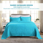 Lightweight Cotton Bedspread Sets 3-Piece Geometric Fret Jacquard Matelassé