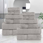 Superior Chevron Zero Twist Solid Jacquard Cotton 12 Piece Towel Set