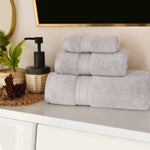 Superior Chevron Zero Twist Cotton Absorbent Solid 3 Piece Towel Set