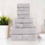 Superior Chevron Zero Twist Solid Jacquard Cotton 8 Piece Towel Set