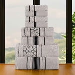 Superior Zero Twist Cotton Solid and Jacquard Floral 8 Piece Towel Set