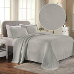 Lightweight Cotton Bedspread Sets 3-Piece Geometric Fret Jacquard Matelassé