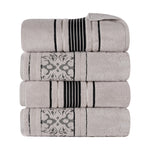 Superior Zero Twist Cotton Solid & Jacquard Floral Bath Towel Set of 4