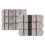 Superior Zero Twist Cotton Solid & Jacquard Floral Hand Towel Set of 6