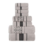 Superior Zero Twist Cotton Solid and Jacquard Floral 8 Piece Towel Set