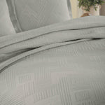 Lightweight Cotton Bedspread Sets 3-Piece Geometric Fret Jacquard Matelassé