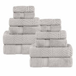 Superior Chevron Zero Twist Solid Jacquard Cotton 12 Piece Towel Set