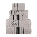 Superior Zero Twist Cotton Solid and Jacquard Floral 6 Piece Towel Set