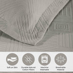Lightweight Cotton Bedspread Sets 3-Piece Geometric Fret Jacquard Matelassé