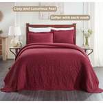 Aspen Jacquard Bedspread Set – 3‐Piece Cotton Blend Floral Bedding