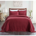 Aspen Jacquard Bedspread Set – 3‐Piece Cotton Blend Floral Bedding