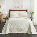 Aspen Jacquard Bedspread Set – 3‐Piece Cotton Blend Floral Bedding