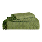 Lightweight Cotton Bedspread Set 3-Piece Remi Geometric Fringe Jacquard