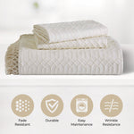 Lightweight Cotton Bedspread Set 3-Piece Remi Geometric Fringe Jacquard