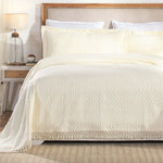 Lightweight Cotton Bedspread Set 3-Piece Remi Geometric Fringe Jacquard
