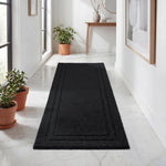 Solid Bordered Cotton Washable Non-Slip Bath Rugs or Runner