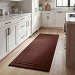 Solid Bordered Cotton Washable Non-Slip Bath Rugs or Runner