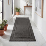 Solid Bordered Cotton Washable Non-Slip Bath Rugs or Runner