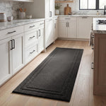 Solid Bordered Cotton Washable Non-Slip Bath Rugs or Runner