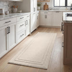 Solid Bordered Cotton Washable Non-Slip Bath Rugs or Runner