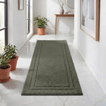 Solid Bordered Cotton Washable Non-Slip Bath Rugs or Runner