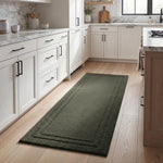 Solid Bordered Cotton Washable Non-Slip Bath Rugs or Runner