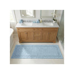 Solid Bordered Cotton Washable Non-Slip Bath Rugs or Runner