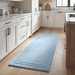 Solid Bordered Cotton Washable Non-Slip Bath Rugs or Runner