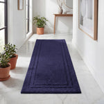 Solid Bordered Cotton Washable Non-Slip Bath Rugs or Runner