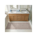 Solid Bordered Cotton Washable Non-Slip Bath Rugs or Runner