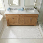 Solid Bordered Cotton Washable Non-Slip Bath Rugs or Runner