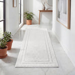 Solid Bordered Cotton Washable Non-Slip Bath Rugs or Runner