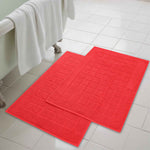 Superior Nora Cotton Thick Solid Checkered Washable Bath Mat Set of 2