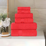 6 Piece Towel Set Zero Twist Cotton Chevron Jacquard Towels