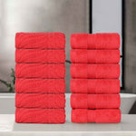 Superior Chevron Zero Twist Solid Jacquard Cotton Washcloth Set of 12