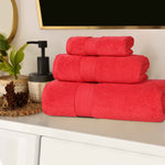 Superior Chevron Zero Twist Cotton Absorbent Solid 3 Piece Towel Set