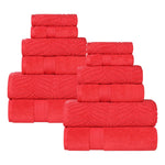 Superior Chevron Zero Twist Solid Jacquard Cotton 12 Piece Towel Set