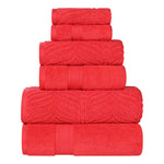 6 Piece Towel Set Zero Twist Cotton Chevron Jacquard Towels