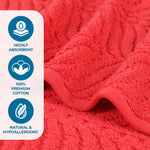 6 Piece Towel Set Zero Twist Cotton Chevron Jacquard Towels