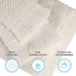 Rolla Cotton Geometric Jacquard Absorbent 3 Piece Towel Set