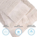 Rolla Cotton Geometric Jacquard Absorbent 3 Piece Towel Set