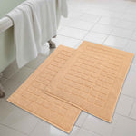 Superior Nora Cotton Thick Solid Checkered Washable Bath Mat Set of 2