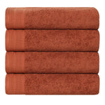 Honeycomb Textured Border Cotton Luxury Bath Towels, Set of 4