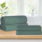 Cotton Ribbed Textured Bath Sheet & Towel Set 4-Piece - Soho