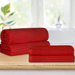 Cotton Ribbed Textured Bath Sheet & Towel Set 4-Piece - Soho