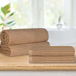 Cotton Ribbed Textured Bath Sheet & Towel Set 4-Piece - Soho