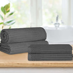 Cotton Ribbed Textured Bath Sheet & Towel Set 4-Piece - Soho
