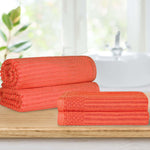 Cotton Ribbed Textured Bath Sheet & Towel Set 4-Piece - Soho